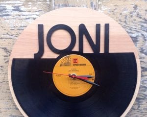 Vinyl Record Clock (Wood) - Clouds