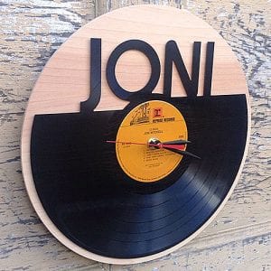 Vinyl Record Clock (Wood) - Clouds