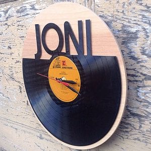 Vinyl Record Clock (Wood) - Clouds