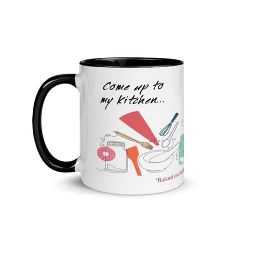 Raised On Robbery (11 oz. Coffee Mug with Black Rim, Inside, and Handle)