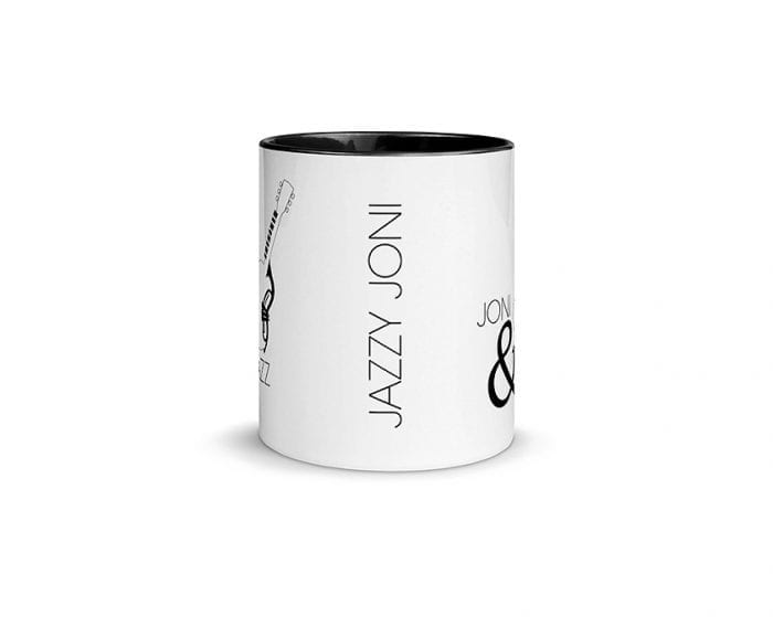 Joni & Jazz - Version 1 (11 oz. Coffee Mug with Black Rim, Inside, and Handle)
