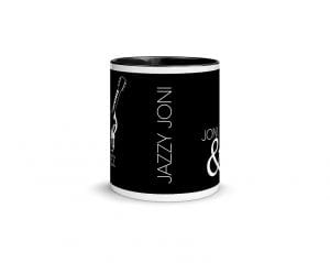 Joni & Jazz - Version 3 (11 oz. Coffee Mug with Black Rim, Inside, and Handle)