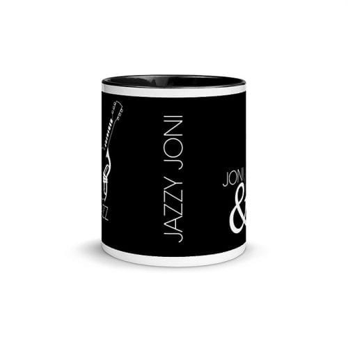 Joni & Jazz - Version 3 (11 oz. Coffee Mug with Black Rim, Inside, and Handle)