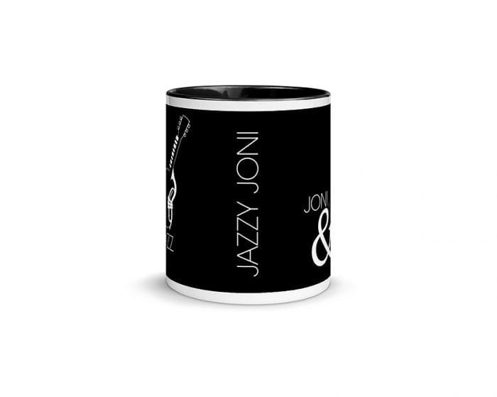 Joni & Jazz - Version 3 (11 oz. Coffee Mug with Black Rim, Inside, and Handle)