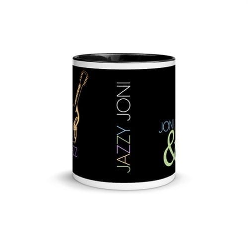 Joni & Jazz - Version 4 (11 oz. Coffee Mug with Black Rim, Inside, and Handle)