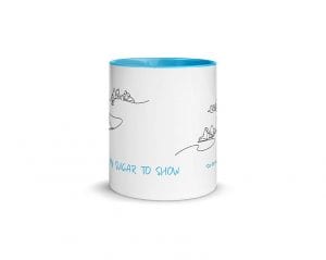 Car On A Hill (11 oz. Coffee Mug with Blue Rim, Inside, and Handle)