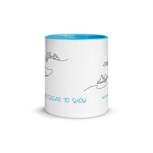 Car On A Hill (11 oz. Coffee Mug with Blue Rim, Inside, and Handle)