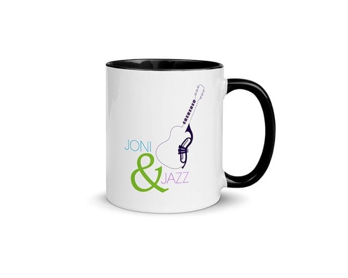 Joni & Jazz - Version 2 (11 oz. Coffee Mug with Black Rim, Inside, and Handle)