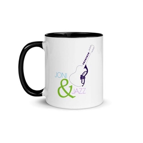 Joni & Jazz - Version 2 (11 oz. Coffee Mug with Black Rim, Inside, and Handle)