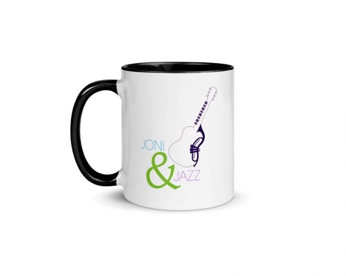 Joni & Jazz - Version 2 (11 oz. Coffee Mug with Black Rim, Inside, and Handle)