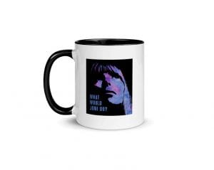 What Would Joni Do? (11 oz. Coffee Mug with Black Rim, Inside, and Handle)