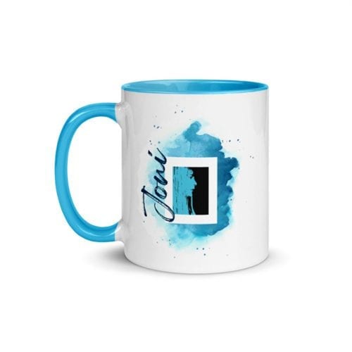 Joni - Version 5 (11 oz. Coffee Mug with Blue Rim, Inside, and Handle)
